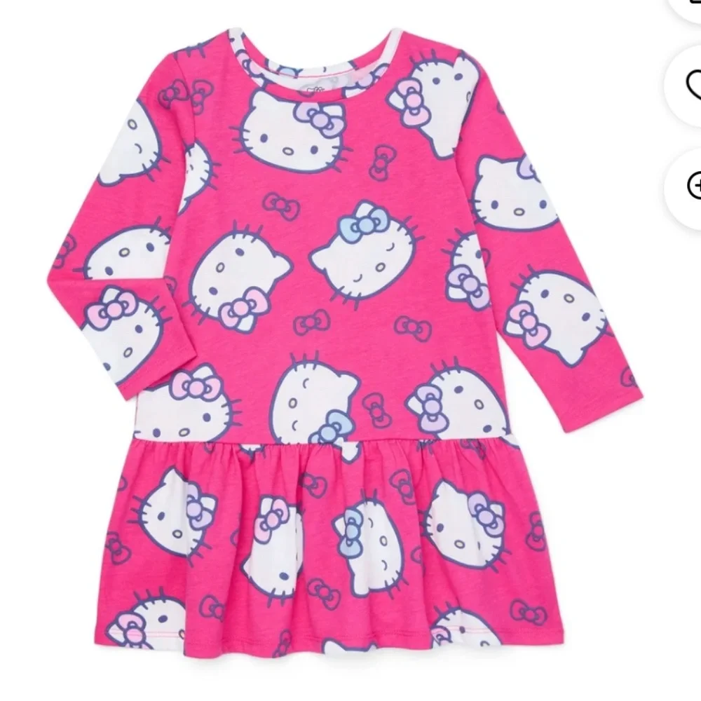 Hello Kitty Toddler Girls Pink Long Sleeve Drop Waist Dress Size 5T NWT - Picture 1 of 8